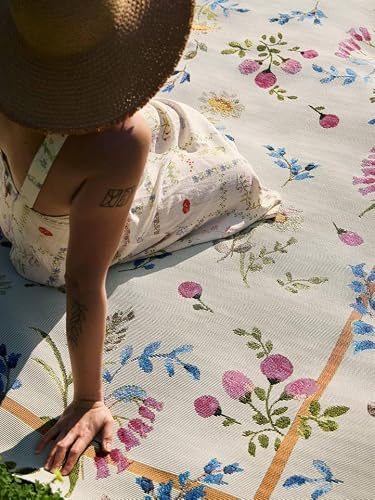 RugVista Flora In & Outdoor-Teppich, Rechteckig, 200 x 300 cm, Mehrfarbig | Moderne, Mittlerer Stapel, Nur Handwäsche, Oeko-Tex 100, UV-beständig, Patio