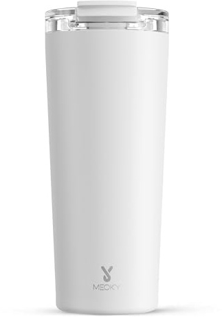 Meoky 24 oz Insulated Travel Coffee Mug: Leak Proof Lid, Ivory | Stainless Steel Coffee Tumbler, Keeps Hot for 8 Hours or Cold for 24 Hours, Fits in Car Cup Holder, BPA Free