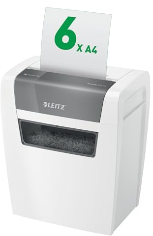 Leitz IQ Document Shredder, 7–6 Sheets (70–80 g/m²), Cross-Cut Shredder, Security Level P4, 15L Bin Container (125 A4 Sheets), Quiet & Compact for Personal/Home Office, White, 8034