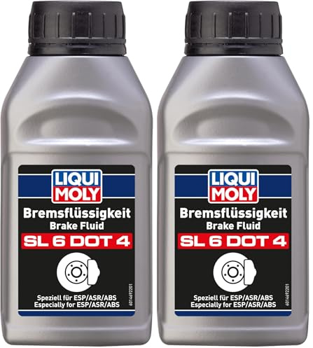 Liqui Moly Bremsflüssigkeit SL6 DOT 4 | 250 ml | Bremsflüssigkeit | Art.-Nr.: 21166, Silber (Packung mit 2)