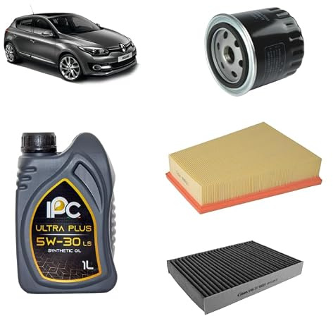 Kit tagliando 3 filtri + 6L olio 5W-30 IPC LS compatibile con Renault megane iii 1.9 DCI Gasolio 2008-2016