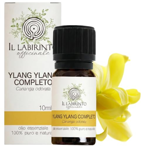 Olio Essenziale Ylang Ylang Completo puro Alimentare Il Labirinto Officinale – 100% Naturale – Per Diffusori, Aromaterapia e Uso Alimentare – 10ml