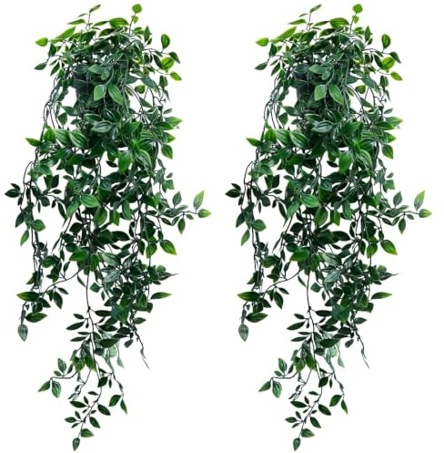 2 Pezzi Pianta Finta Cadente, Piante Finte da Interno Cadenti con Vaso | Foglie Mandala Piante Finte Cadenti 90cm, Piante Finte Realistico, Plastica, Per Decorazione Matrimonio Giardino Casa Balconi