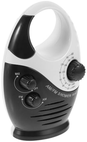 Duschradio Kleiner Radio mit Tragegriff Schwarz Abs | Badezimmer und Dusche, Klare Klangqualität, Kompakt und Leicht, Signal-störverhältnis 50