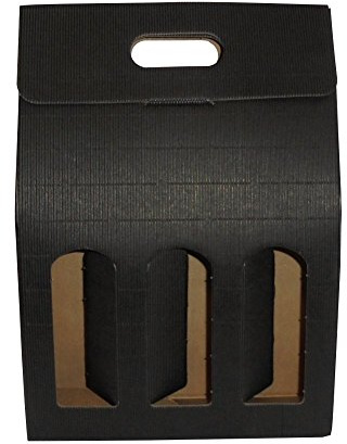 20 cajas negras para botellas (3 botellas, de cartón ondulado negro para botellas, estuche de papel