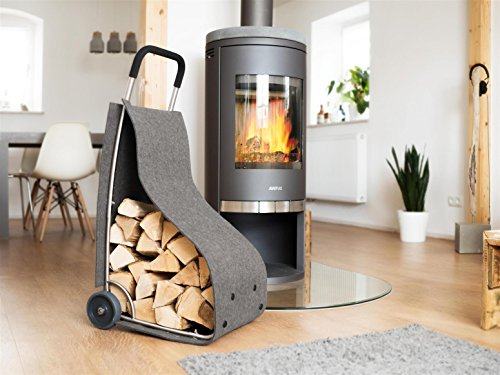 matrasa Filztrolley Bobby für Brennholz - Feuerholzaufbewahrung - Kaminholz Trolley grau