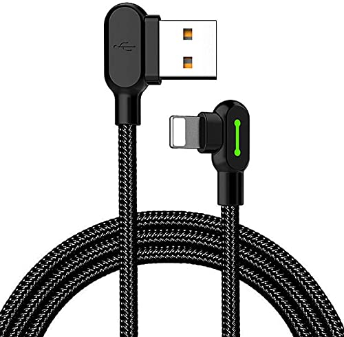 mcdodo - Cable USB - Lightning acodado 90 grados, LED, 1,8 m, color negro
