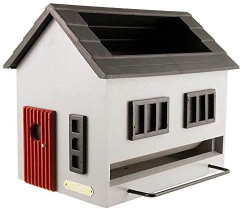Wildlife Garden WG356 Futterhaus - Vogelhaus mit Vogelbad - Grau