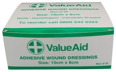 Value Aid Adhesive Wound Dressings - 10cm x 8cm - Box of 25