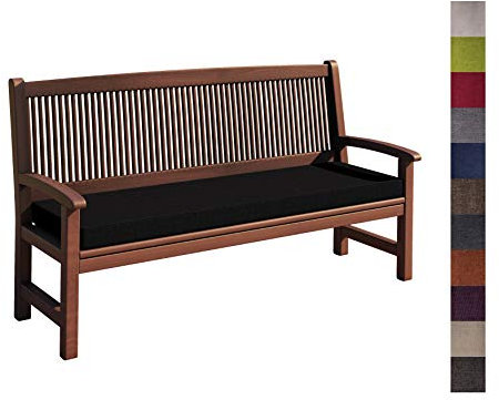 sunnypillow Bankauflage Outdoor - Stuhlkissen mit abnehmbarem Bezug - Sitzkissen für Bank - Bankpolster Polsterauflage Auflage für Gartenbank - 200 x 50 x 5cm - Bankkissen für Gartenmöbel Schwarz