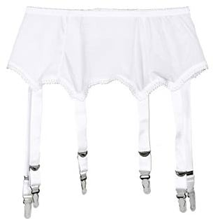 Frecoccialo Women's Suspender Stockings Transparente sexy Spitze 6 Strap Garter Suspender Belt for Stockings, 1-weiß, XL