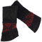 Kunst und Magie Damen Samt Armstulpen Stulpen Handwärmer Handschuhe mit Spitze, Farbe:Schwarz/Rot