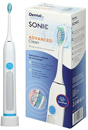 Advanced Clean Sonic Elektrische Zahnbürste mit 1x Aufsteckbürste und Ladestation - 2 Minuten Timer - LED-Ladeanzeige - 31.000 Schwingungen/Min - Wasserdicht - Elektrische Schallzahnbürste Zahnpflege