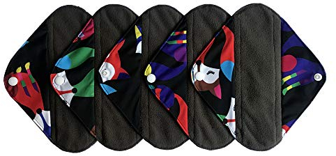 MUMBABY Slipeinlagen, 20,5 cm, anthrazit, Bambus, Mama, Stoff/Menstruationsbinden/wiederverwendbare Damenbinden, Fuchs, klein, 5 Stück