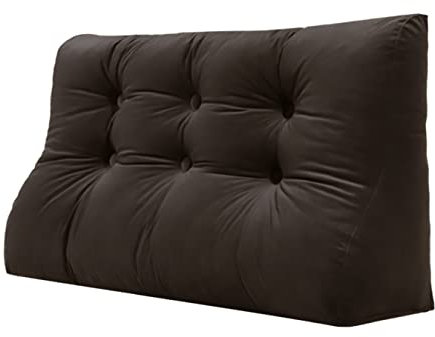 VERCART 55cm Hoches Dickes Rückenkissen Rückenlehne Lesekissen mit Zweireihig Kopfteil Gepolstert Keilkissen Bücherkissen Kopfkissen Wandkissen Lendenkissen fü Bett Tagesbett Samt Braun 100cm