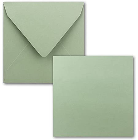 Quadratisches Einzelkarten-Set - 15 x 15 cm - mit Brief-Umschlägen -Eukalyptus - 50 Stück - für Grußkarten & mehr - FarbenFroh by GUSTAV NEUSER