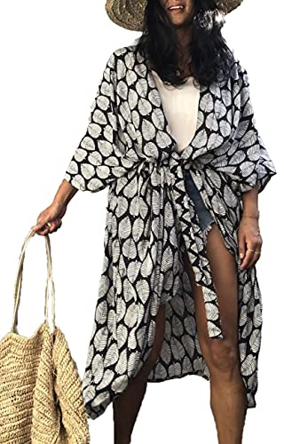 Bsubseach Damen Chiffon/Rayon Beach Blusen Kimono Cardigan Long Bikini Cover Up