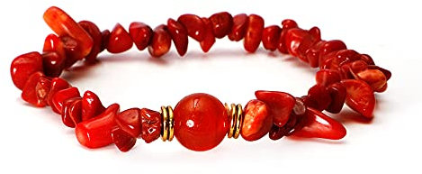 MILAKOO Bracelet à puce en agate rouge Bracelet d'énergie de yoga