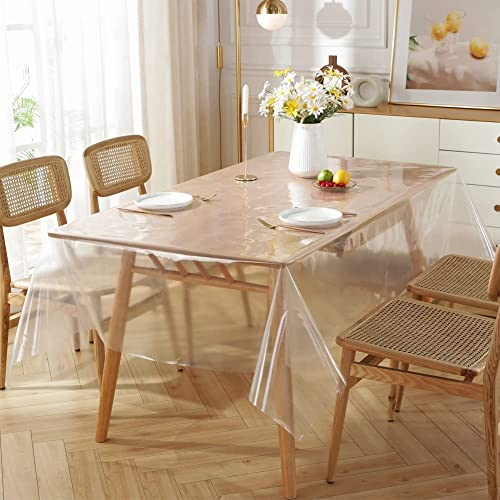 meioro Transparente Tischdecken Tischdecke Schutz Rechteckige wasserdichte Tischschutz Tischfolie Tischfolie Geeignet für Innen und Außen (Transparent, 150×260cm)