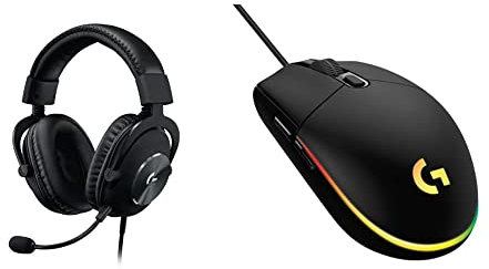 Logitech G Pro X Auriculares Gaming con Cable y Micrófono con Blue Vo!CE, DTS Headphone:X 7.1 & 203 LIGHTSYNC Ratón USB Gaming con Iluminación RGB Personalizable, 6 Botones Programables