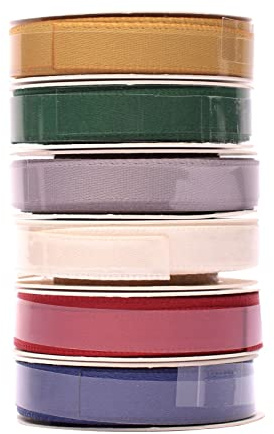 Vaessen Creative Satinband Set Weihnachten, 6 Farben, 6 mm x 2 m Organzaband mit Webkanten, Schleifenband, Dekoband, Geschenkband für die Weihnachtsdeko