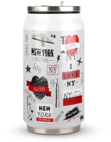 Kaffeebecher New York Travel Mug Edelstahl Thermo Becher Auslaufsicher Mit Deckel Isolierbecher 300ml