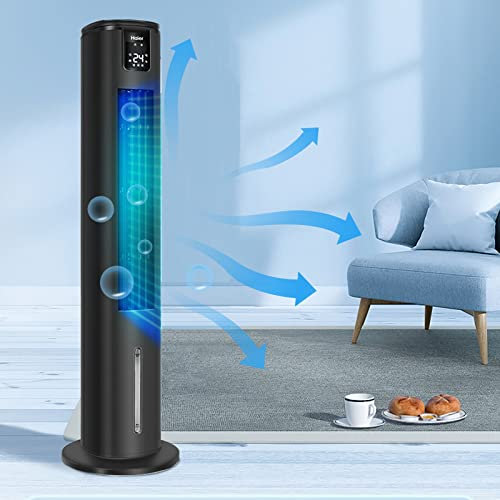 BeiLiHe Climatizador evaporativo 4 en 1 | Enfriador de Aire sin Tubo, Ventilador, purificador de Aire, humidificador | Incl. 2paquetes de refrigeración | Mando a Distancia | 65 vatios (Color : Black)