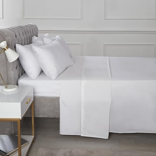 Rapport Home 16 Deep Flat Sheet 180TC Percale Sheet (White, Super King)