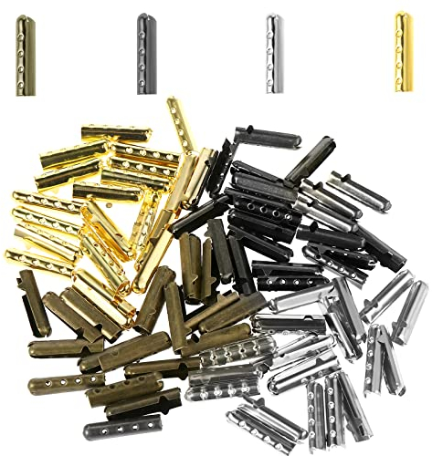 80 Stück Schnürsenkelspitzen 4 Farben Legierung Kordelenden Metall Schnürsenkelkopf Ersatzköpfe für Schnürsenkel Hoodie Hosen Seil Reparatur Ersatz