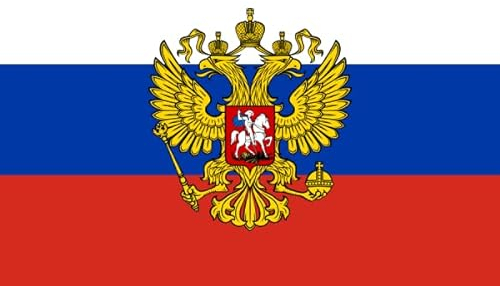 Lixure Russland Flagge mit Adler 60x90cm Russische Flagge mit Wappen Top-Qualität 2x3 Fuß, Russia Flag, Lebendige Farbe Kann Drinnen und Draußen Verwendet Werden