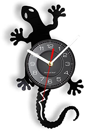 Smotly Vinyl Wanduhr Tier Gecko Form Analog Uhr Wanddekoration Wanduhr Geschenk