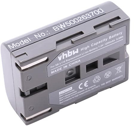 vhbw Batterie Remplacement pour Samsung SB-L110, SBL-110, SBL110 pour caméra vidéo caméscope (600mAh, 7,2V, Li-ION)