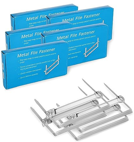 WOPPLXY 200 PCS Paper File Strip Fasteners - Metal Paper Fasteners 70mm Filing Clips - Paper Binder Binding Clamp for Office, School, Home