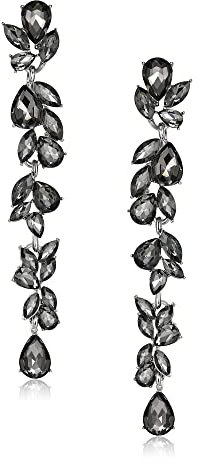 EVER FAITH Strass Kristall Kronleuchter baumeln Ohrringe Art Deco Marquise Teardrop lange Tropfen Ohrhänger für Damen Braut Hochzeit Prom Grau Silber-Ton