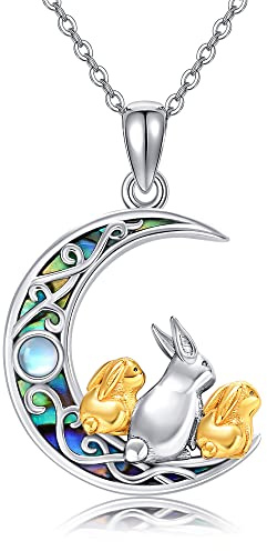 CUPENDA Bunny Necklace Sterling Silver Rabbit Mother Daughter Necklace for Women Cute Animal Jewellery Gifts for Women
