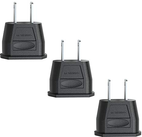EAZY CASE - 3X USA Reiseadapter, Netzstecker für Europa auf USA, Euro-Buchse auf 2Pin Stecker - Perfekter Reisestecker für USA, Kanada, Mexiko, Karibik, Schwarz