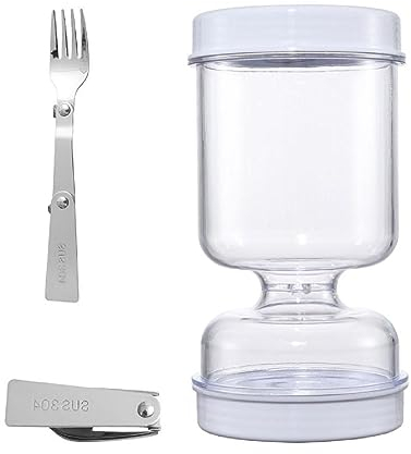 Yisawroy Pot à concombre contenant à concombre anti-fuite avec séparateur de jus de concombre Pot à rabat Porte-sablier Distributeur en plastique Pot de cornichons avec fourchette