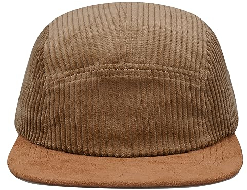 Clakllie Zweifarbige Baseballmütze 5 Panel Cap Flat Brim Snapback Cap Vintage Flat Bill Basecap Classic Jockey Cap Unisex Strapback Hats,Khaki