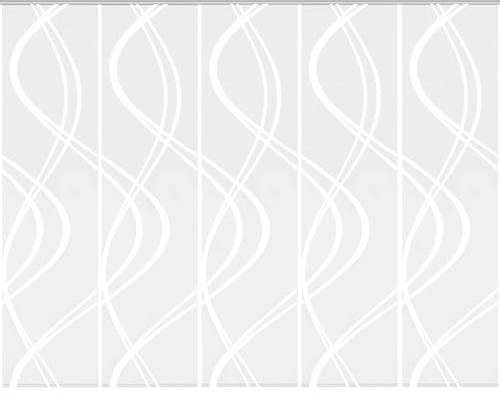 Home Fashion Schiebevorhang TIBERIO aus Dekostoff und Voile mit Scherli 245 x 60 cm, Farbe:wollweiß, Größe:245 x 60 cm, Anzahl:5er Set (5X Voile)