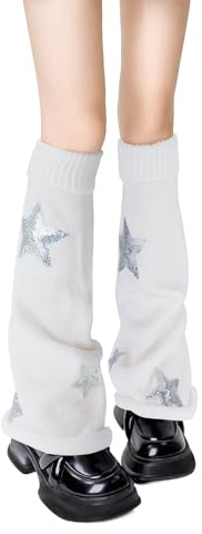 XEPST Lose Gestrickte Beinwärmer Winter Stulpen Y2K Japanische Lolita Beinstulpen Lange Socken Kawaii Häkeln Beinwärmer für Damen