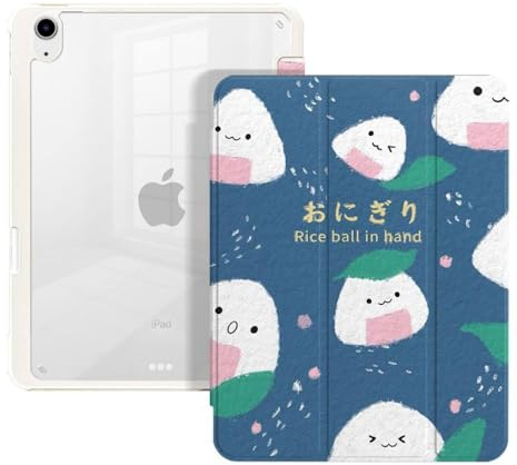 Hülle kompatibel mit iPad der 10. Generation (Modell 2022, 10,9 Zoll) – stoßfeste Abdeckung mit transparenter Rückschale/Stifthalter, automatisches Aufwachen/Schlafen, Onigiri japanisches Gefüh