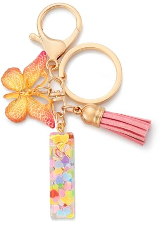 CHUQING Porte-clés avec initiales pour filles et femmes, rose, mignon papillon en forme de cœur, pour sac à dos, cartable, Kc-i