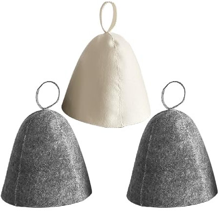 2 chapeaux de sauna gris et 1 chapeau de sauna blanc, chapeaux de sauna en feutre pour homme et femme, accessoires de sauna, bonnets de douche absorbants