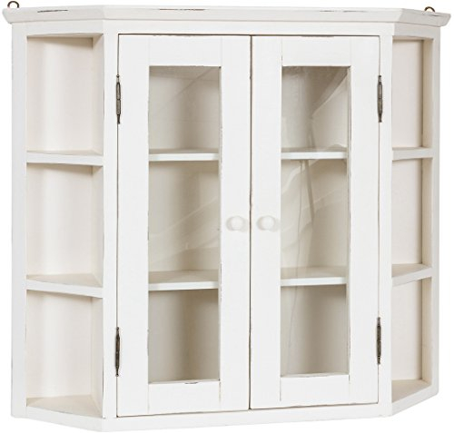 Biscottini Vitrine aus Massivholz weiß 86,5 x 21,5 x 75 cm – Küchenschrank oder Vitrine Wohnzimmer – Shabby Chic Home Einrichtung – Ausstellungsvitrine