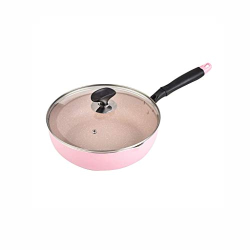 WBDHEHHD Sartén De Aluminio-24cm Sartén Antiadherente De Arroz De Trigo Rosa, Wok, Sartén Doméstica, Estufa De Gas Universal