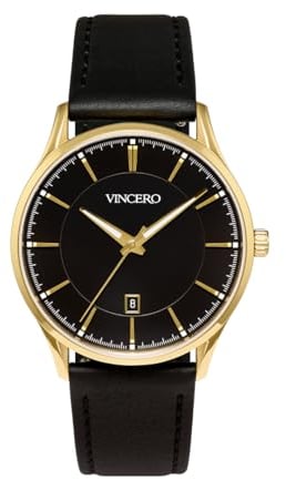 Vincero Luxuriöse Armbanduhr für Herren – Kairos Herrenuhr mit Mesh-Uhrenarmband, italienische Herren-Armbanduhr, 38 mm Analoguhr mit japanischem Quarzwerk, Schwarz