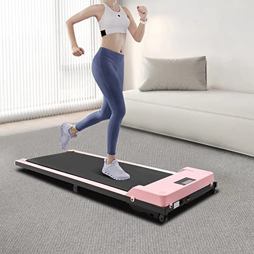 TESUGN Laufband für Zuhause, 2 in 1 Walking pad mit doppelter Stoßdämpfung, 1-6km/h Laufband Schreibtisch Fitnessgeräte mit Fernbedienung und LED-Anzeige für Zuhause/Büro