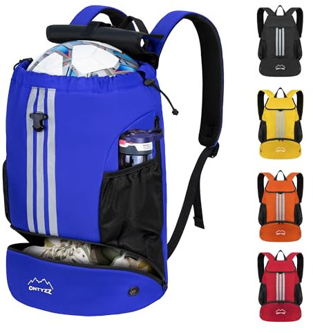 Wasserdicht Rucksack mit Kordelzug Sportrucksack mit Schuhfach Multifunktionaler Tagesrucksack mit Trocken-Nass Separat für Gym Yoga Schwimmen Strand Tanzen Basketball Volleyball Fußball Tasche
