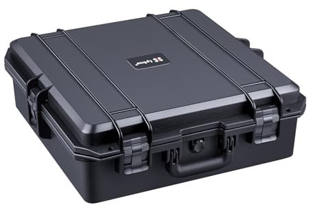 Lykus HC-4611 Wasserdicht Koffer mit anpassbar Rasterschaumstoff, Innengröße 45,5x45,5x16,5 cm, Geeignet für Elektronik und mehr