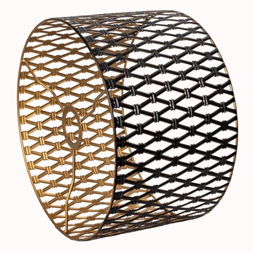 Vintage Metal round lampenschirm,schwarz gold, hohlgeschnitzt, Trommelform, für Stehlampe, Hängelampe,Tischlampe,Deckenleuchte (Rund-4GB)